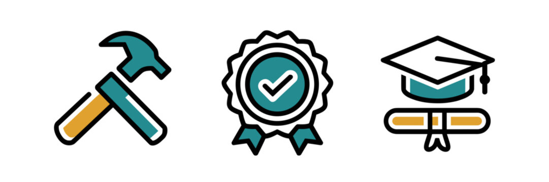 Vector icon sheet for vocational training branding – Perfect for skill development, career training, or certification programs