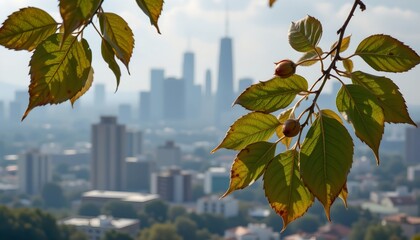 an autumnal cityscape from a high vantage point