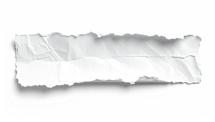 Ripped piece of blank white paper on white background.  Useful for a mockup