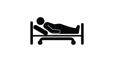 Person lying in bed a simple and dark outline silhouette