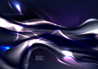 Abstract glass background. Vector liquid shape with transparency and glow.