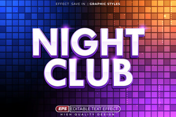 Editable 3d text effect night club for banner and poster template