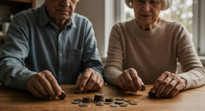 Contemplating Economic Challenges Senior Couple Manages Finances Amidst Recession Uncertainty