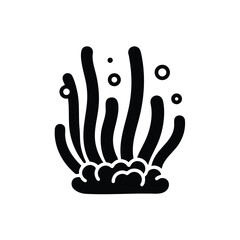 Fototapeta premium Stylized black and white abstract representation of a coral reef with flowing tentacle-like structures and small circular elements
