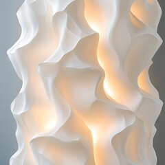 Abstract white column, illuminated with warm, interior light