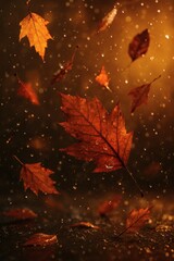 Autumnal Leaf Fall Captivating View of Falling Leaves, Cinematic light, November