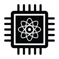 Quantum computing processor chip icon represents advanced technology and scientific innovation vector