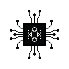 Quantum computing chip icon representing advanced technology and future innovation vector