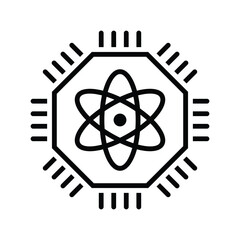 Modern quantum computing chip icon symbolizing advanced technology and scientific innovation vector