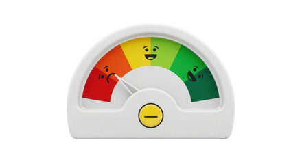 Isolated gauge with pointer showing poor performance, measurement of bad experience rating