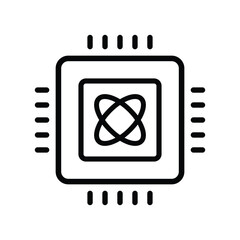 Quantum computing chip icon representing advanced technology and future innovation vector