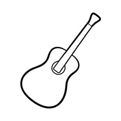 Abstract black guitar silhouette on a clean white background for musical themes