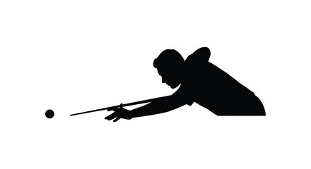 A player aiming a pool cue at a ball striking pose silhouette © AL-AMIN