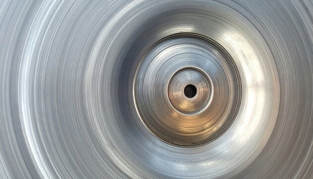 Metal concentric circles background, textured, shiny, industry, design element