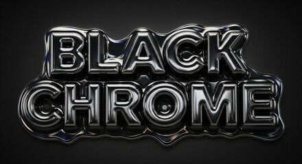 Black Chrome Font Liquid Metallic Glossy Text Effect.