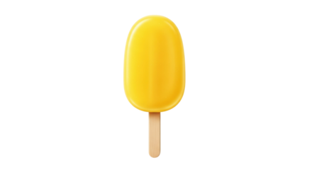 Isolated yellow popsicle on a stick is a delicious and refreshing summer treat for cooling down
