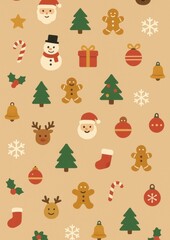 Fototapeta premium Festive holiday icons pattern