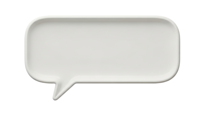 Isolated rectangular speech bubble, communication, blank text box for message exchange