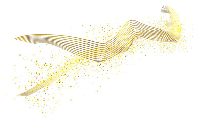 Luxury Golden Wave with Sparkling Glitter Particles – Elegant Abstract Design on Transparent Background