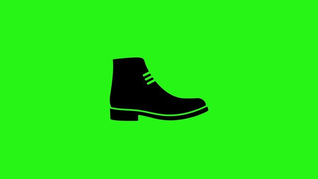 Black boot icon animation on green screen background