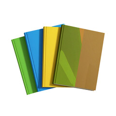 Top-Down View of Vibrant Book Stack, Minimal Conceptual Style.