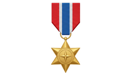 Isolated award medal with ribbon, a symbol of honor, bravery and meritorious service