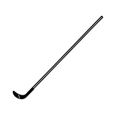 Black silhouette of a hockey stick on a clean white background