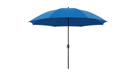 Isolated outdoor blue patio umbrella for summertime in the garden or on the terrace