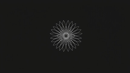 Fototapeta premium Minimalist flower logo, circular symmetry, thin elegant lines