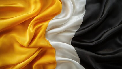 Draped yellow, white, & black fabric