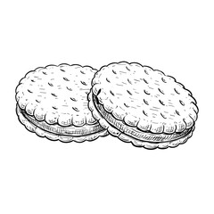 sandwich biscuits chocolate filling vector line art hand drawn illustration