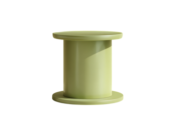 A light green cylindrical object with flat circular top and bottom surfaces, isolated on transparent background
