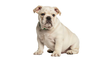 Isolated Cream-Colored English Bulldog Puppy Posing Attentively for the Camera on Its Own