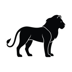 Minimalist black lion silhouette on a clean white background