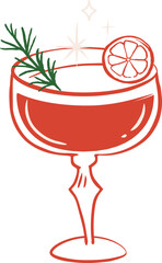 Hand drawn margaritta cocktail glass - Christmas cocktail party drawings series 