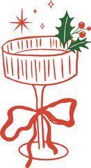 Hand drawn cocktail glass - Christmas cocktail party drawings series 