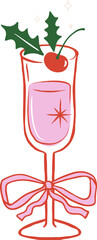 Hand drawn champagne glass  - Christmas cocktail party drawings series 