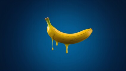 banana on blue background