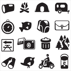 Camping And Outdoor Activity Icon Collection