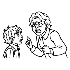 Fototapeta premium Teacher scolding frightened young student