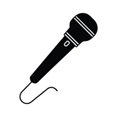 Simple black silhouette of a microphone on a clean white background