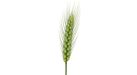 Isolated wheat spike, cereal plant with grains and long awns, organic farming crop