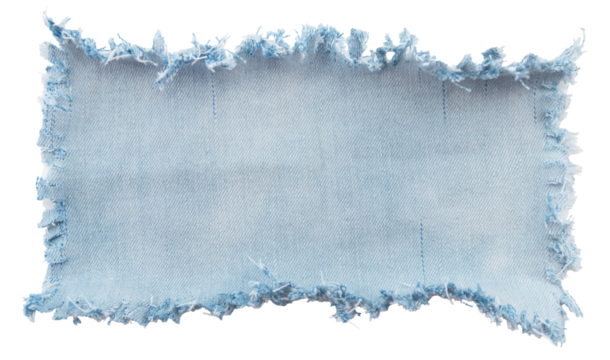 Piece of torn denim on a white background. Denim texture