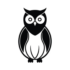 Minimalist black silhouette of an owl on a clean white background