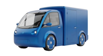 Isolated Blue Cargo Van, Commercial Vehicle, Delivery Truck, Mini Van, Panel Truck for Freight