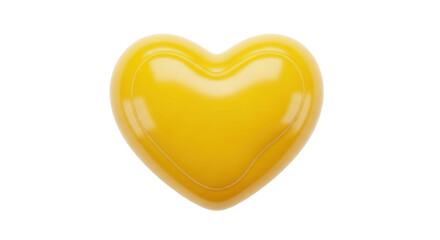 Isolated shiny yellow heart. Symbol of love, romantic relationship. 3D object on no background