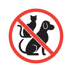 no pets allowed sign silhouette vector illustration on white background