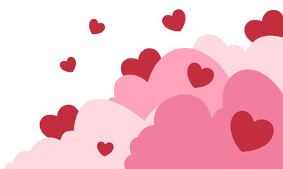 Cute Heart Valentine Cloud Corner Border