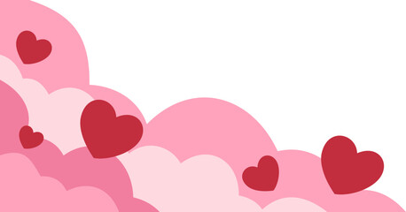 Cute Heart Valentine Cloud Corner Border