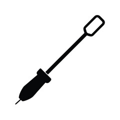 Black silhouette of a single screwdriver on a clean white background